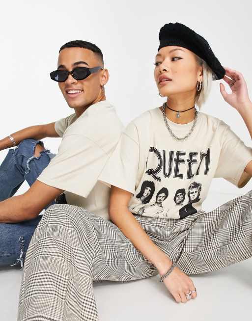 Reclaimed Vintage inspired unisex licensed Queen t shirt in ecru
