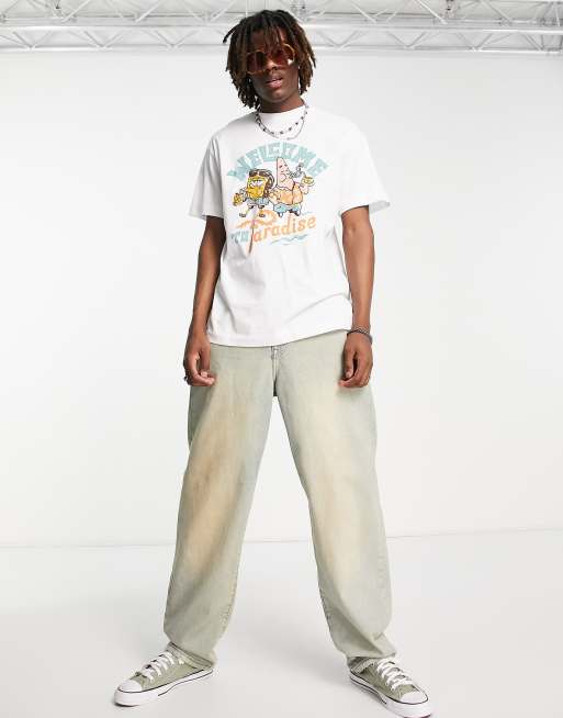 Reclaimed Vintage inspired unisex licensed Spongebob t-shirt in white, 3 of 4
