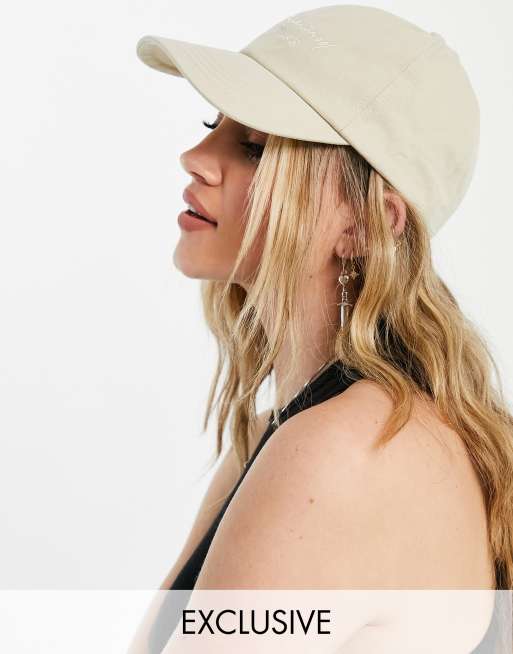 Reclaimed Vintage inspired unisex logo embroidery cap in ecru