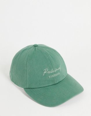 Reclaimed Vintage inspired unisex logo embroidery cap in jade green