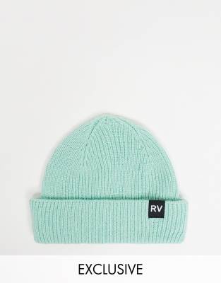 Reclaimed Vintage Inspired Unisex Logo Fisherman Beanie In Mint Green-cream