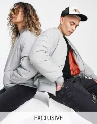 Reclaimed Vintage inspired unisex MA1 bomber jacket in light grey - ASOS Price Checker