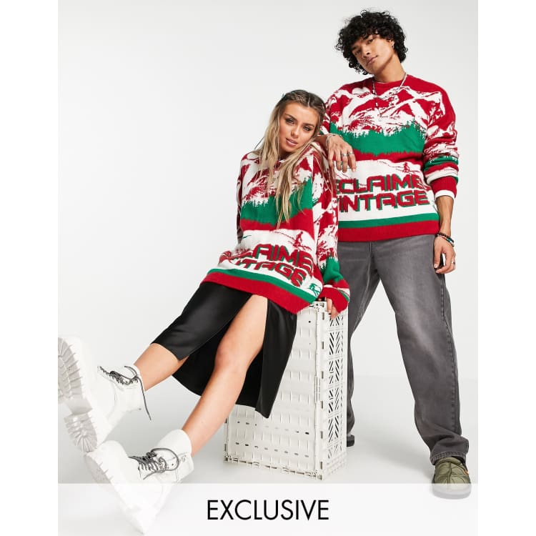 Reclaimed Vintage inspired unisex mountain scene sweater ASOS