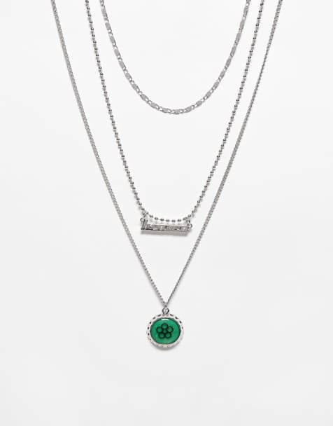 Reclaimed Vintage inspired unisex multirow with flower and heaven in silver - view 1