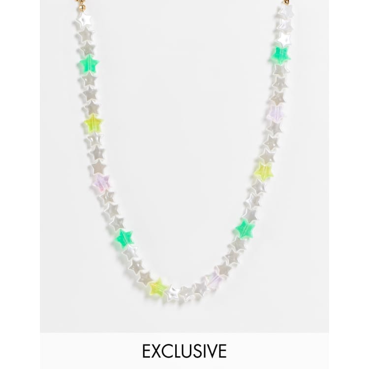 ☆【VINTAGE HOLLYWOOD】☆Pastel Star Beads Pearl Necklac.e☆ Reclaimed vintage inspired unisex necklace with 90's