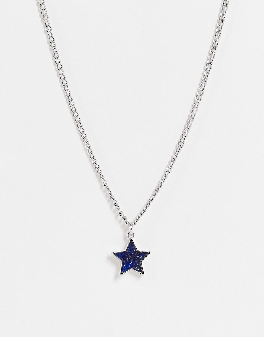 Reclaimed Vintage inspired unisex necklace with star pendant in silver