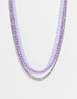 Reclaimed Vintage Inspired Unisex Necklaces With Amethyst Stones In Silver