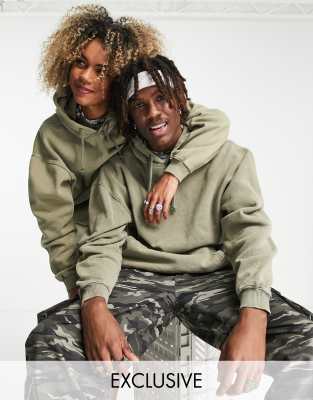 Reclaimed Vintage inspired unisex oversized hoodie in green overdye ASOS