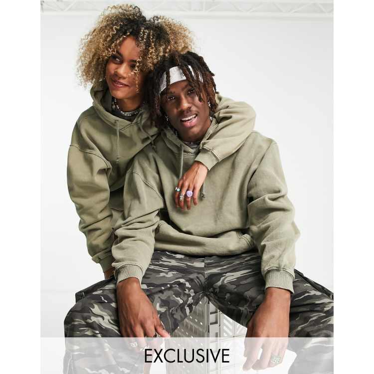Reclaimed vintage inspired oversized hoodie in green overdye new arrivals