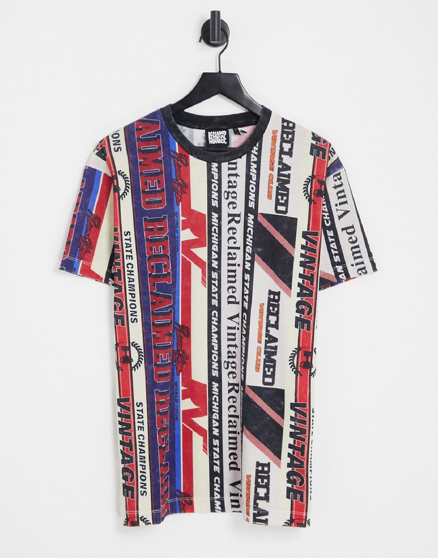 Reclaimed Vintage inspired unisex oversized motorcross t-shirt co-ord-Multi