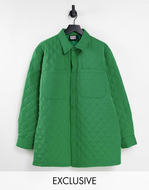 Reclaimed Vintage inspired unisex oversized quilted shirt in green