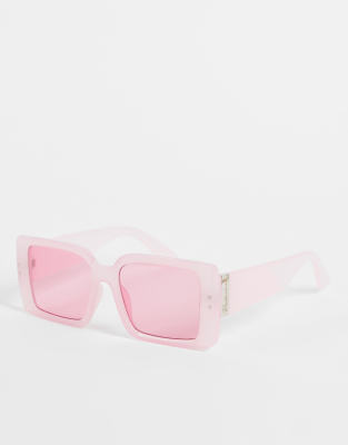 Reclaimed Vintage Inspired unisex oversized sunglasses in tonal pinks