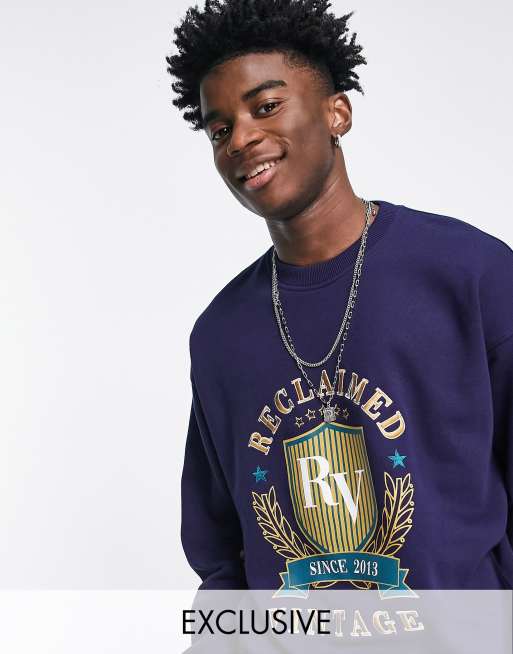 Reclaimed Vintage inspired unisex oversized sweatshirt with varsity