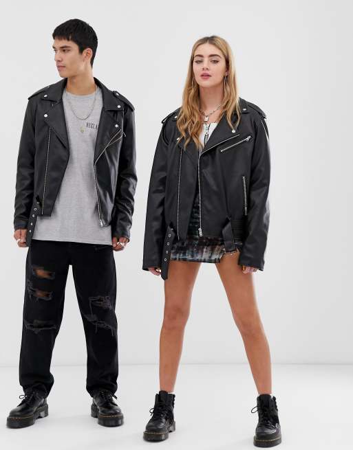 Pu biker jacket cheap