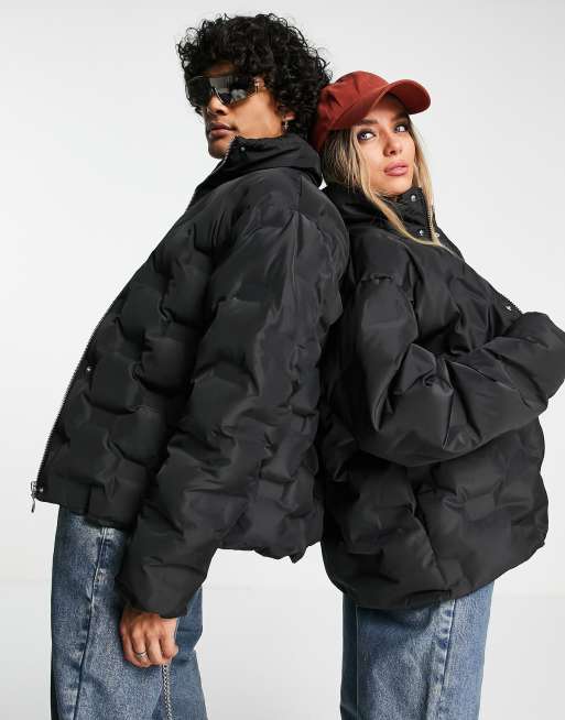 今なら送料無料 Reclaimed Vintage unisex puffer bomber jacket in