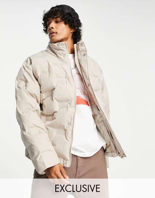 Reclaimed Vintage inspired unisex quilted puffer jacket in mink
