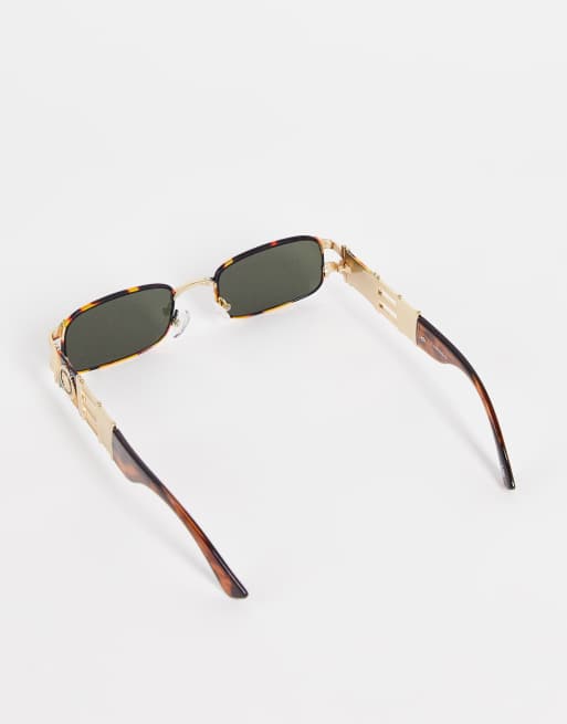 Reclaimed Vintage Inspired unisex rectangle sunglasses in tortoiseshell, 3 of 4