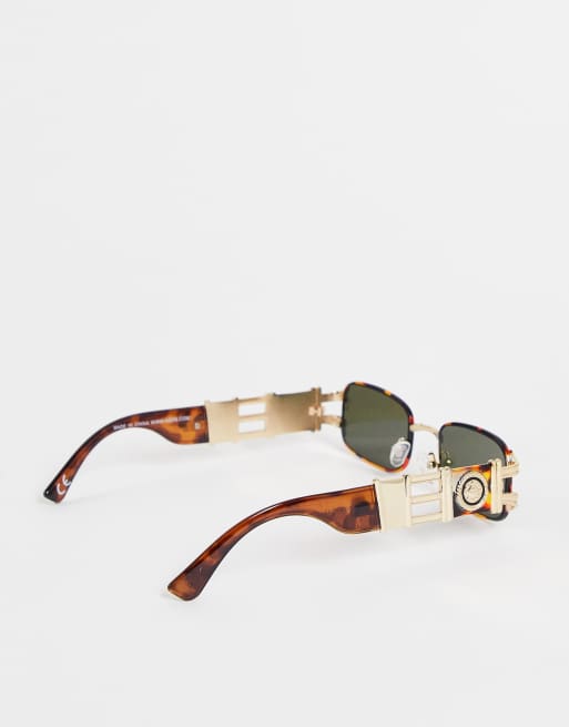 Reclaimed Vintage Inspired unisex rectangle sunglasses in tortoiseshell, 4 of 4
