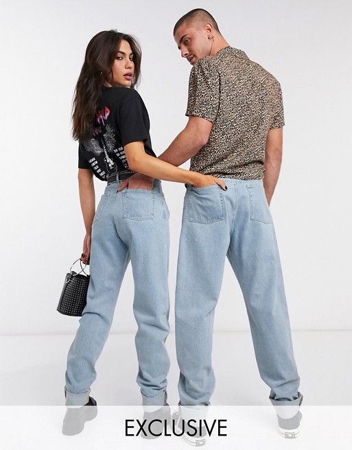 Reclaimed Vintage inspired The '83 unisex relaxed jean in light wash blue