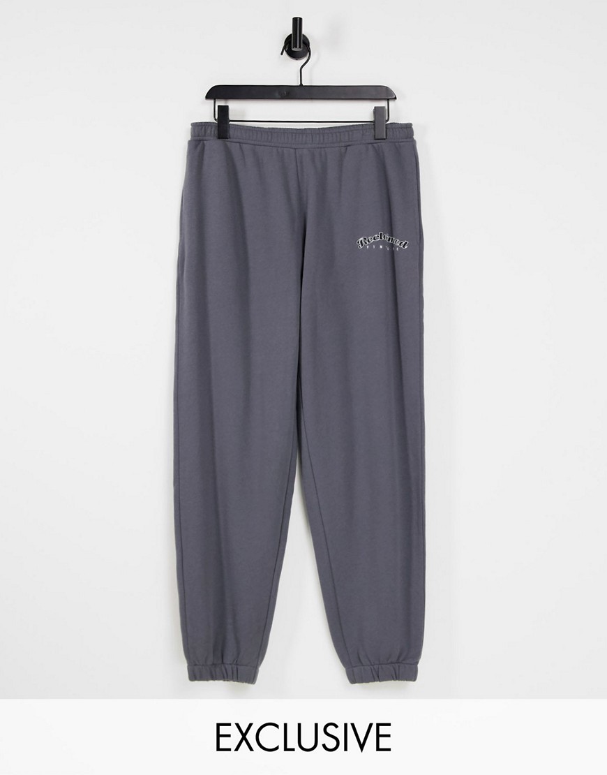Reclaimed Vintage inspired unisex relaxed sweatpants in charcoal - part of a set-Grey