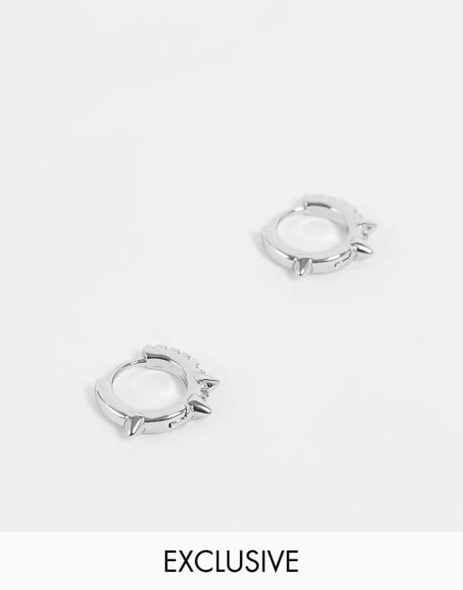 Reclaimed Vintage Inspired unisex silver stud hoop earring