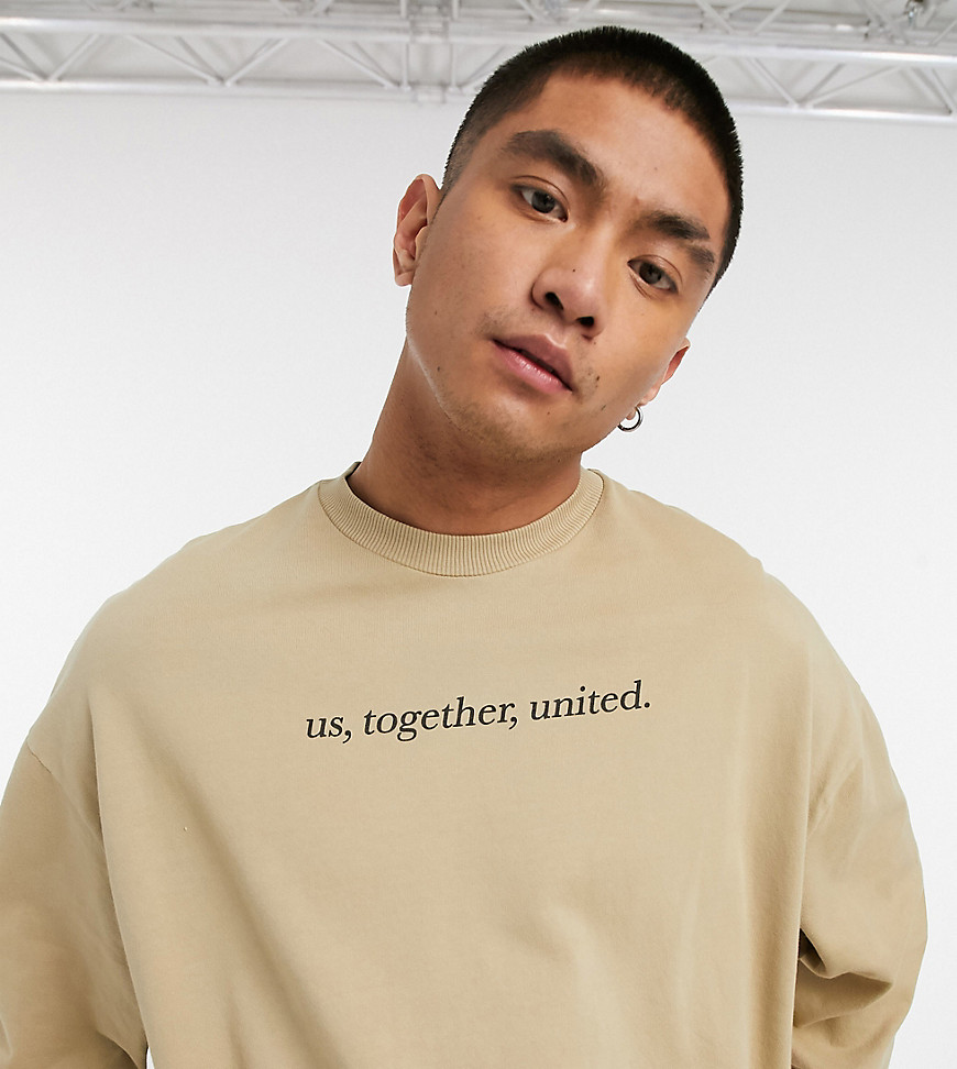 Reclaimed Vintage inspired unisex slogan sweatshirt in khaki-Green