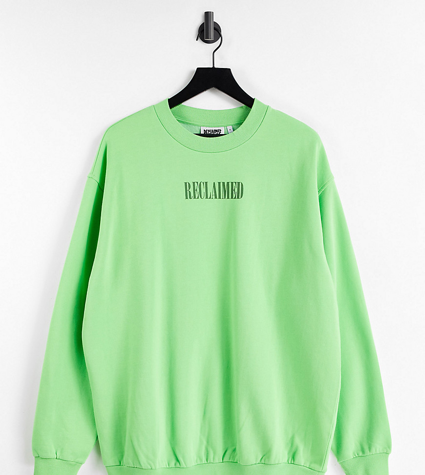 Reclaimed Vintage Inspired unisex slub logo sweatshirt in green
