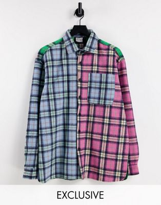 Reclaimed Vintage inspired unisex spliced check shirt  - ASOS Price Checker