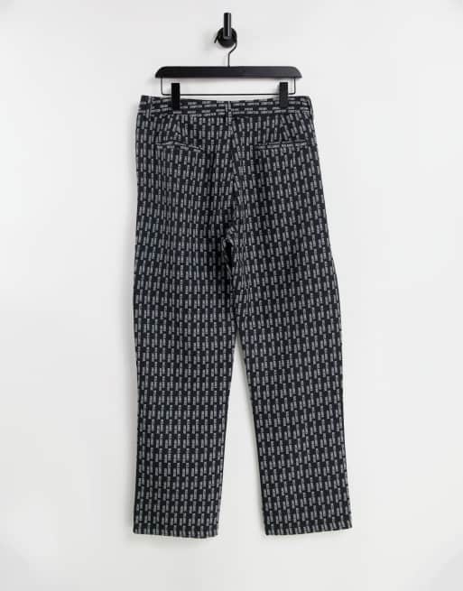 Reclaimed Vintage inspired unisex straight leg trousers in monogram print, 2 of 4