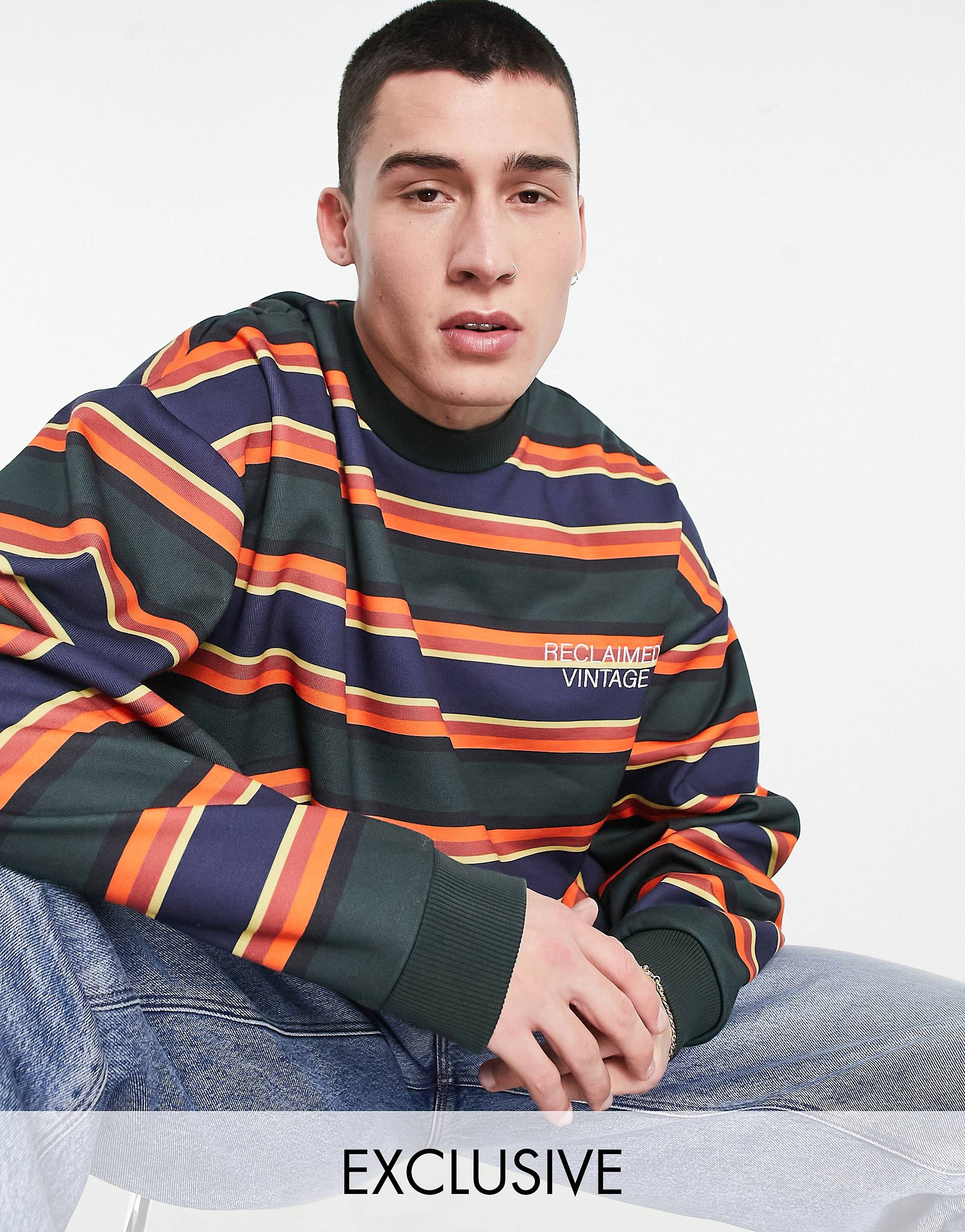 undefined | Reclaimed Vintage Inspired unisex striped sweatshirt