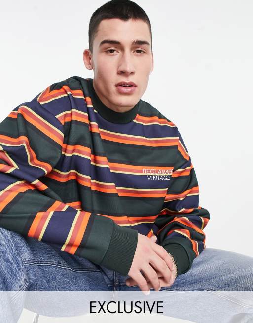 Reclaimed Vintage Inspired unisex striped sweatshirt