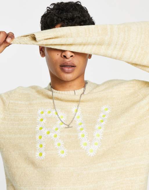 Reclaimed Vintage inspired unisex sweater with daisy embroidery in