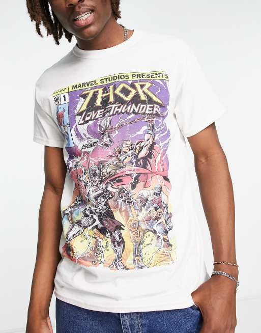 Reclaimed Vintage Inspired Unisex - T-shirt bianca con licenza Thor, 3 di 4