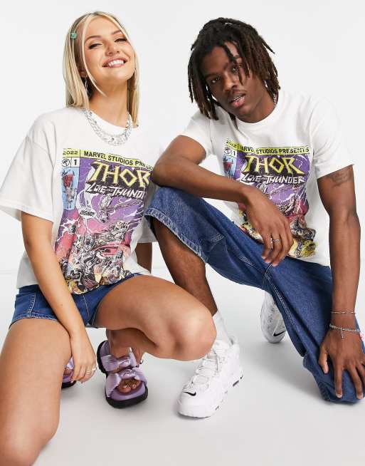 Reclaimed Vintage Inspired – Unisex-T-Shirt in Weiß mit lizenziertem Thor-Print
