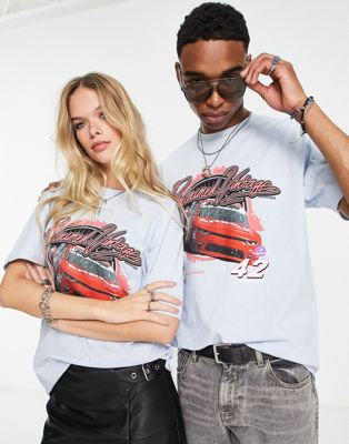 Reclaimed Vintage inspired unisex t-shirt with retro car print in blue | ASOS