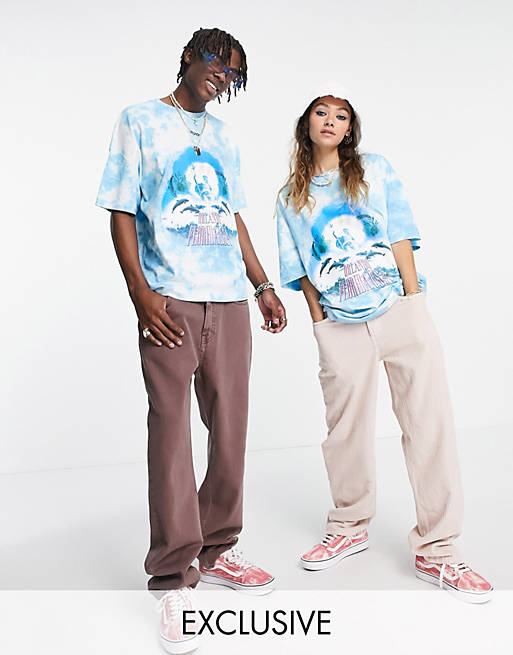 Reclaimed Vintage inspired unisex tie dye t-shirt with dolphin print