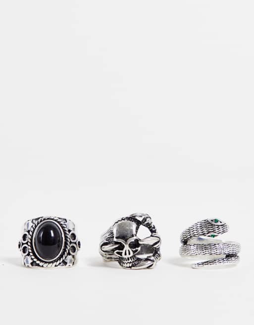 Reclaimed Vintage inspired unisex ultimate chunky rock rings 3 pack