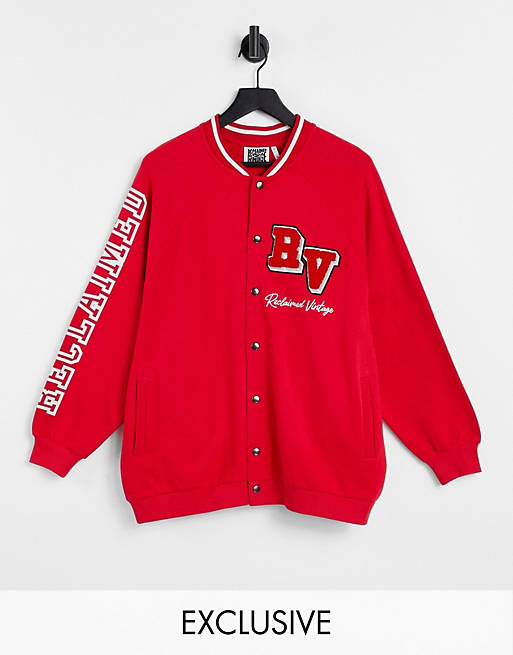 Reclaimed Vintage inspired unisex varsity jersey bomber jacket