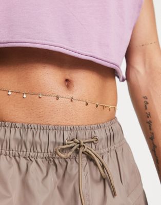 Reclaimed Vintage inspired unisex y2k belly chain in gold