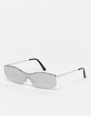 Reclaimed Vintage Reclaimed Vintage inspired unisex y2k sunglasses in mirror lens-Clear