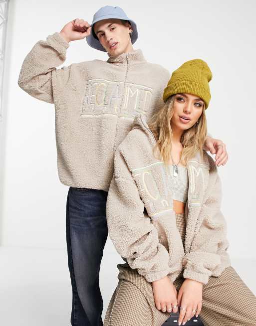 Reclaimed Vintage Inspired unisex zip through high neck sweatshirt