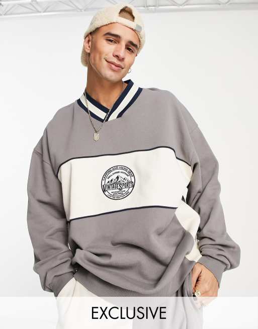 Vintage v neck sale sweatshirt