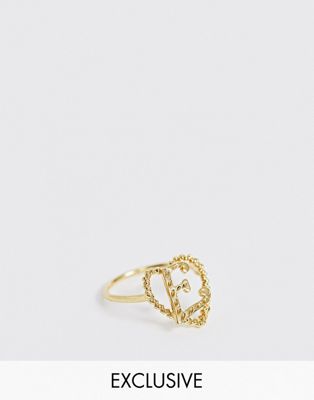 Reclaimed Vintage - Inspired - Vergulde ring met initiaal 'E'-Goud