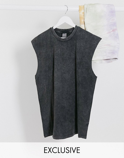 Reclaimed Vintage inspired vest in charocal wash