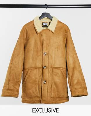 Reclaimed Vintage Inspired - Veste en imitation peau de mouton - Fauve