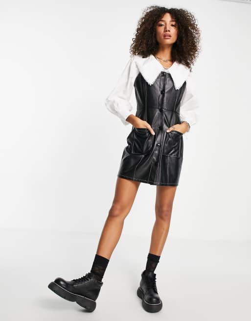 Metallizzato Lucido PVC Nero Rosa Grasso Effetto Rockabilly - Foto 13