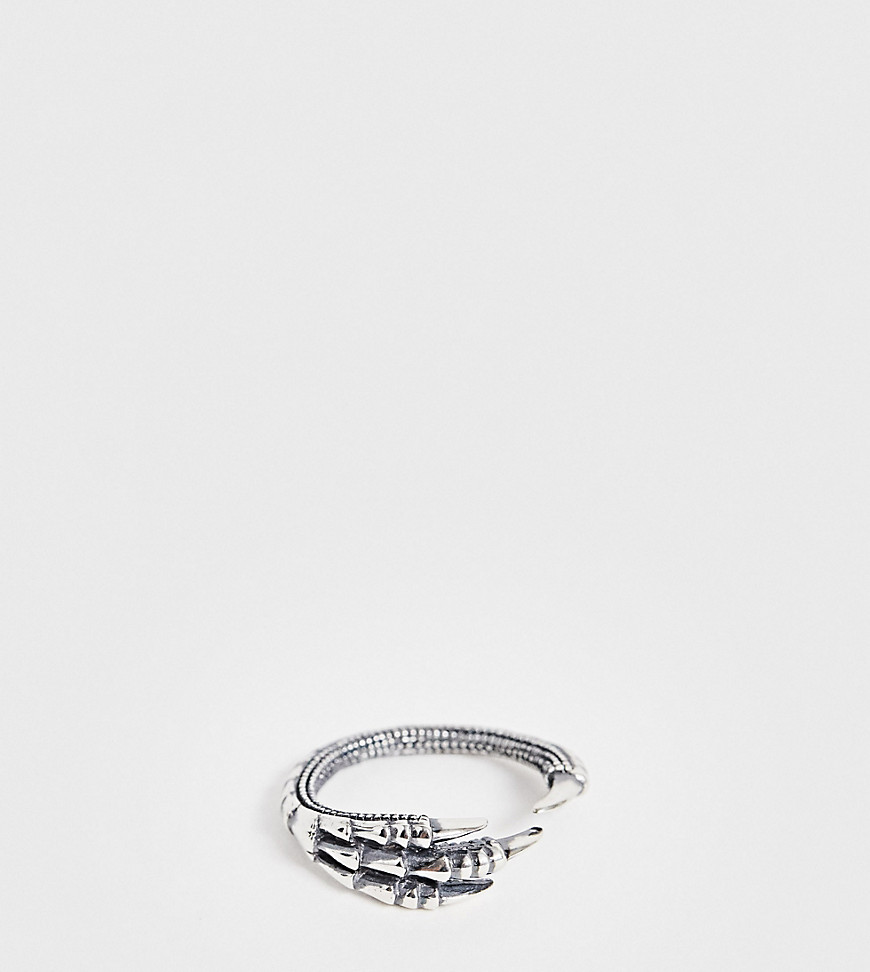 Reclaimed Vintage inspired – Vintageinspirerad ring av äkta silver med klodetalj Endast hos ASOS