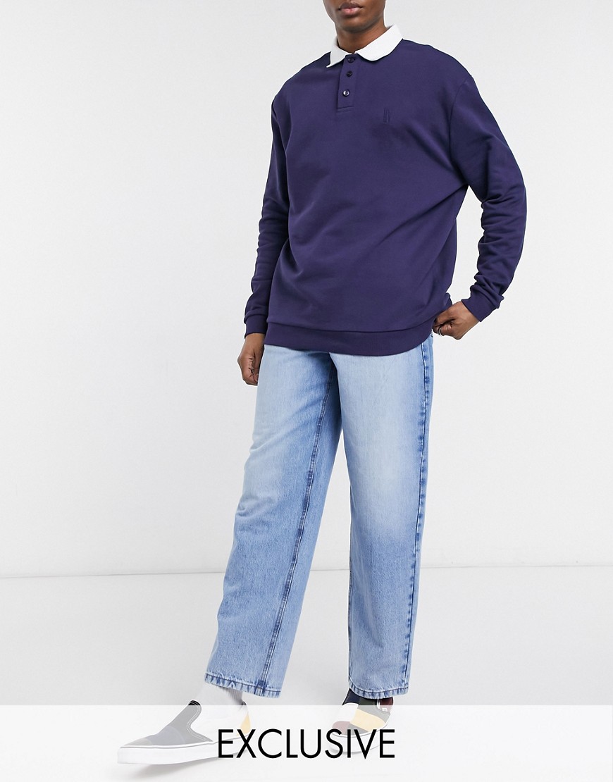 Reclaimed Vintage – Inspired – Vintageinspirerade jeans i 82-tals dad-modell med hållbar blektvätt-Blå