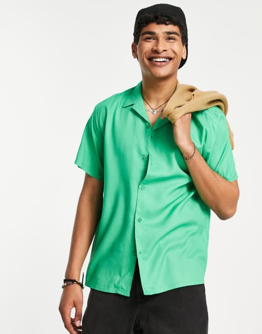Reclaimed Vintage inspired viscose revere shirt in green
