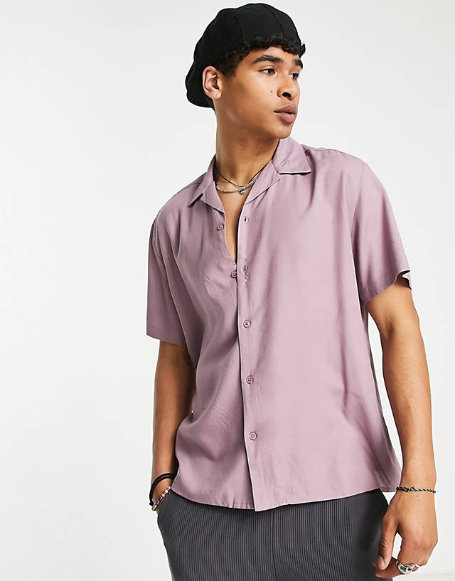 Reclaimed Vintage - inspired viscose revere shirt in purple